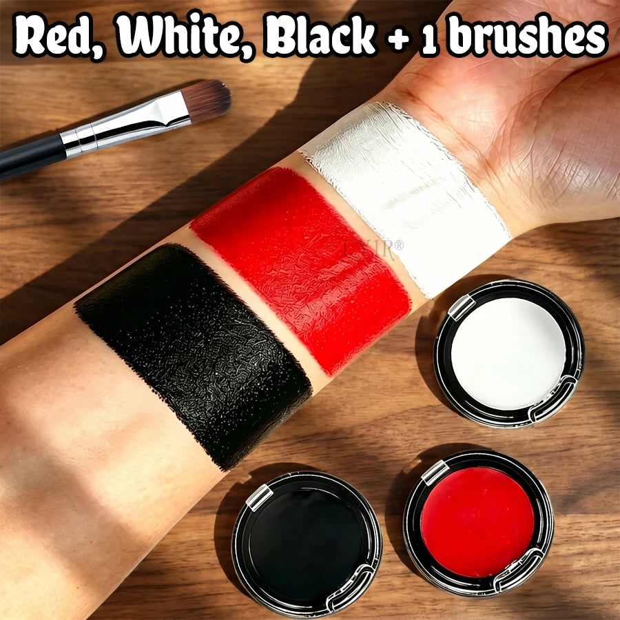 Face Body Paint Makeup Set Black White Red Face Paint Cream with Painting Brush, Washable Pigment for - product image 6