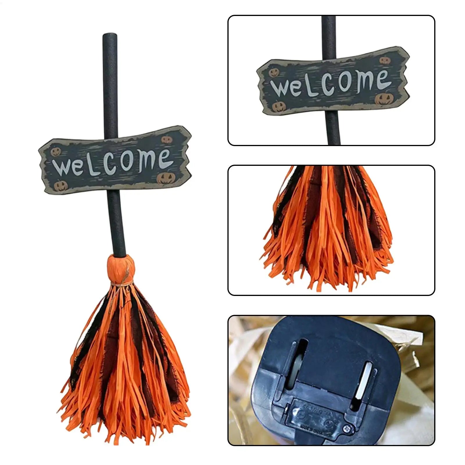Halloween Broom Animated Moving Light Up Spooky Dancing Decor Witches Broom - product image 5