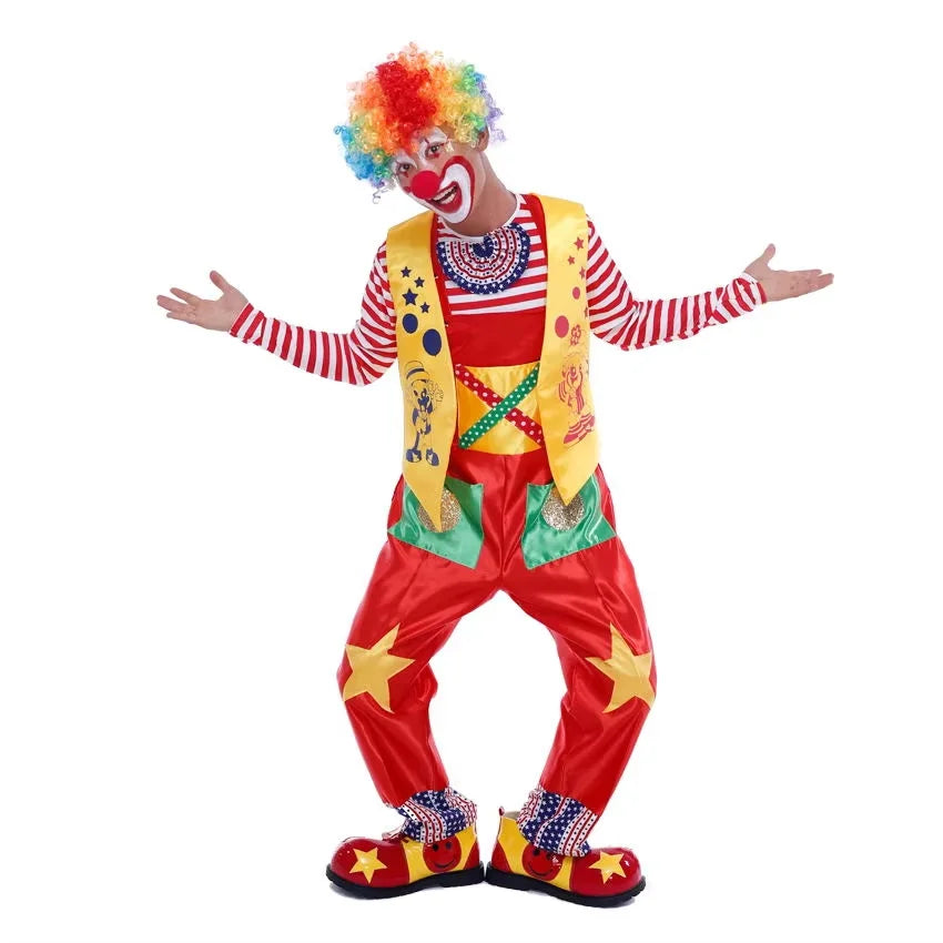 Adult Happy Clown Suit Costume Joker Magician Costume for Adults - 7 / XL