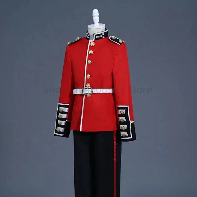 Europe British Royal Guard Costume Adult Men Queen's Guard Costume Dress Up Prince - Red / XL