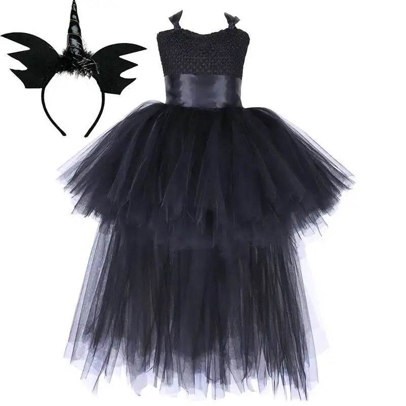 Kids' Dark Witch for Girls Black Devil Angel Fancy Trailing Dress with Costume - alternate view 10