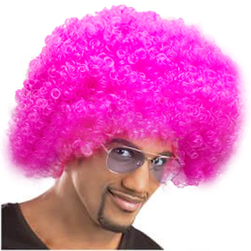 Clown Wig Afro Puff Wigs 80s Costume Anime Halloween Fancy Wigs - PURPLE