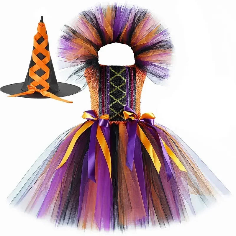 Halloween Witch Costume for Girls Fancy Tutu Dress Disguise Evil Witches Costumes Outfit Toddler Kids Purim - product image 7