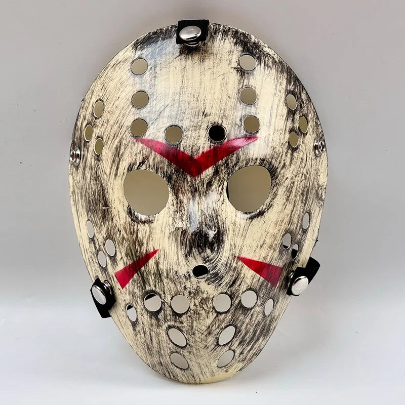 Horror Hockey Style Mask Scary Full Face Costume Mask for Adults Halloween Costume and - WHITE
