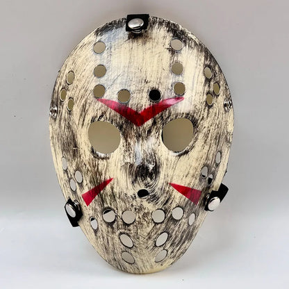 Horror Hockey Style Mask Scary Full Face Costume Mask for Adults Halloween Costume and - WHITE