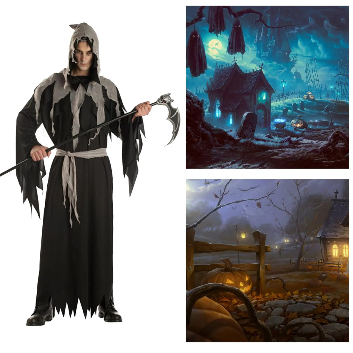 Adult Horror Costume Sets – Ghost, Zombie & Grim Reaper Styles