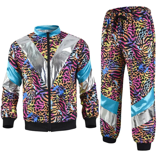 Men’s 80s Costume 1990s Outfit for Men Tracksuit Costume Hip Hop Set Disco 2pcs Jogging Wear Windbreaker - product image 1