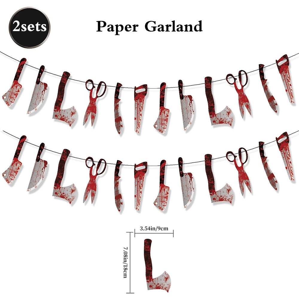 Halloween Party Decoration Happy Halloween Banner Bloody Butcher Knife Killer - product image 8