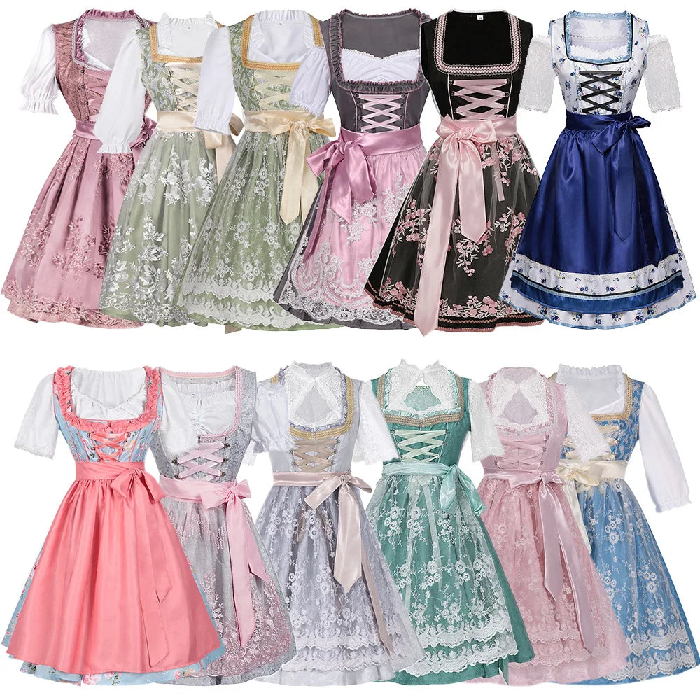 Kids' German Oktoberfest Maid Dress Bavarian Traditional Embroidery Costume
