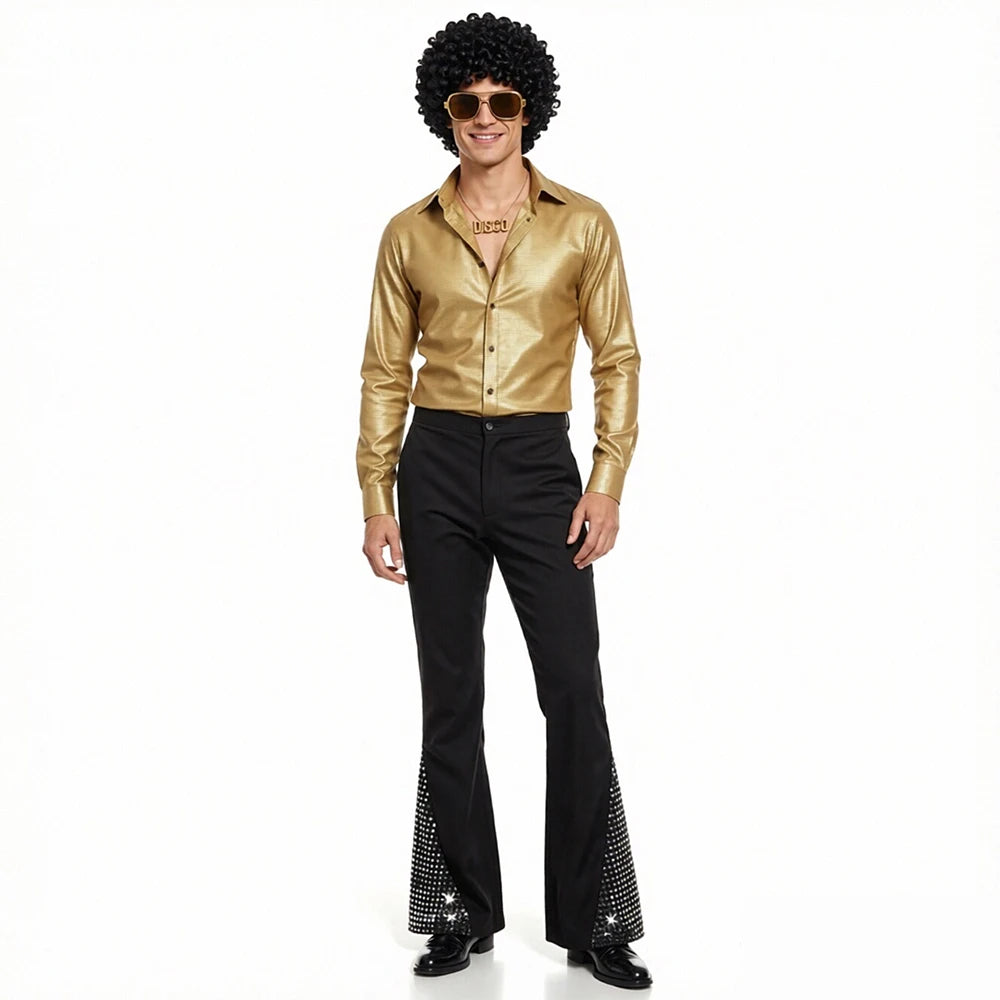 6-Pc Disco 1970s Retro Big Hair Men's Suit Halloween Costume - product image 4