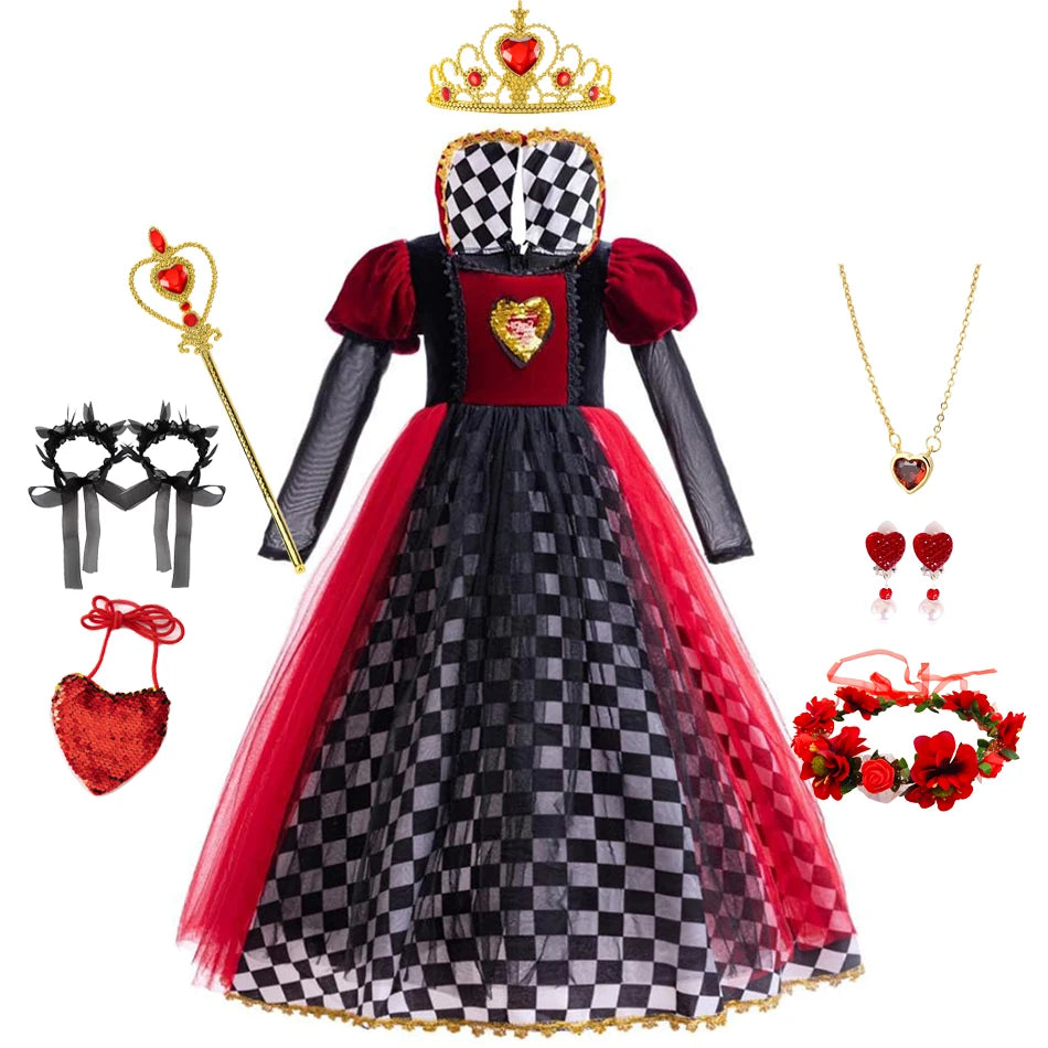 Girls Queen of Hearts Halloween Costume Dress