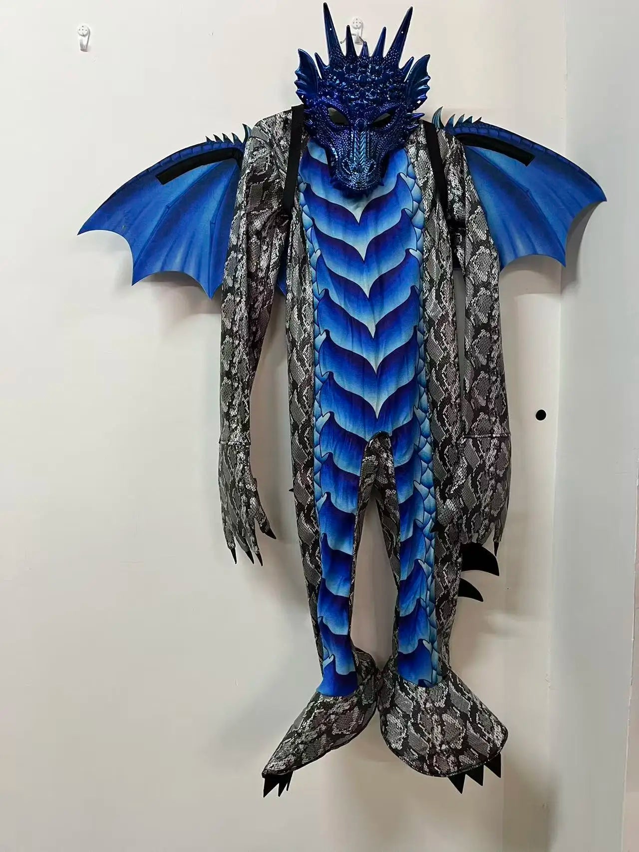 Dragon Jumpsuit With Wing And Mask Outfit Child Boys Black Blue Dragon Costume Dress