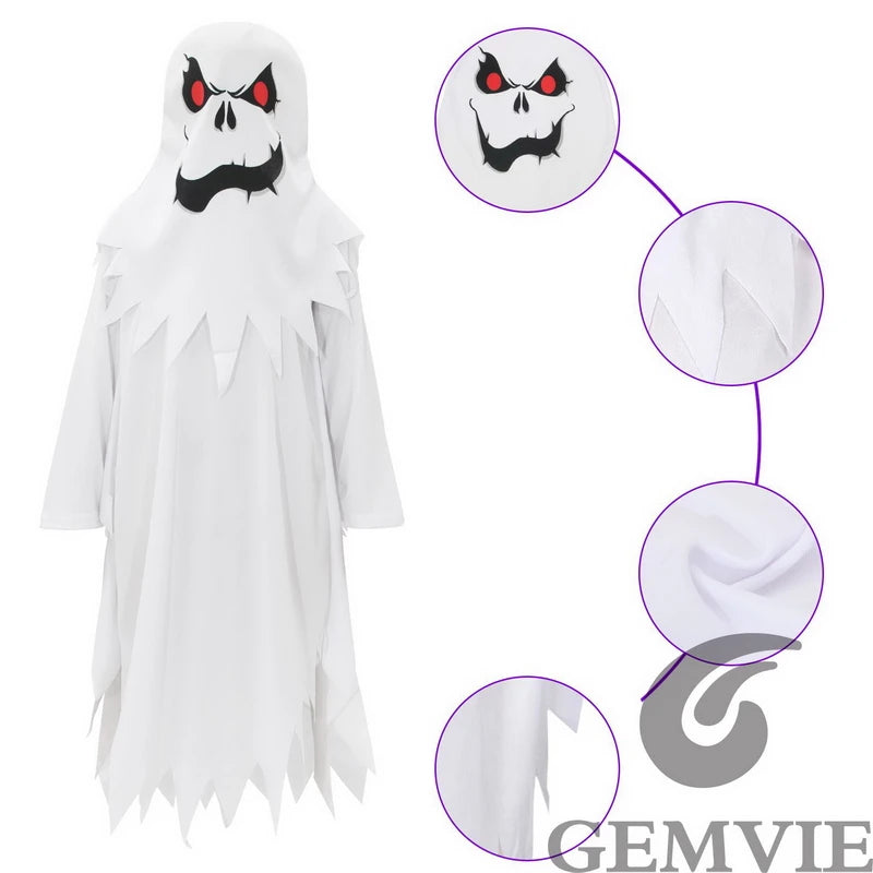 Kids' Ghost White Scary Suit Costume - alternate view 4