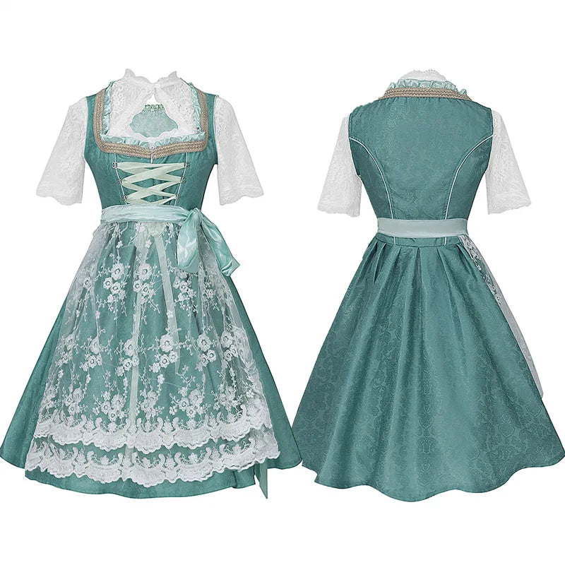 Kids' German Oktoberfest Maid Bavarian Traditional Embroidery Halloween Costume - 012 / XXL
