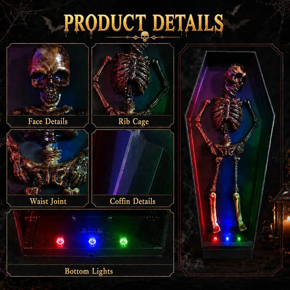 Halloween Coffin Dancing Skeleton Toy Ornament, Halloween Dancing Skull With - product image 5