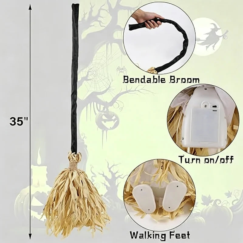 Halloween Animated Witch Broom Light Magic Dancing Broomstick With Spooky - product image 4