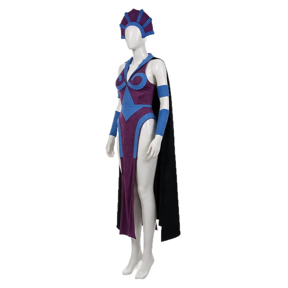 Skeletor / Evil Lynn Halloween Costume with Cloak & Mask – Masters of the Universe Adult Cosplay Bodysuit