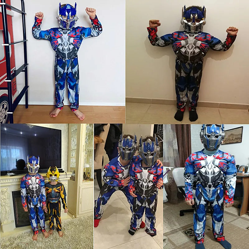 Disguise Robot Warrior Costume ,Muscle Transformer Costumes For Boys, Padded Character Jumpsuit, Kids