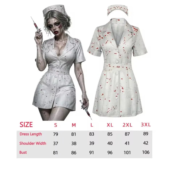 Women's Bloody Zombie Nurse Costume – Halloween Dress & Hat