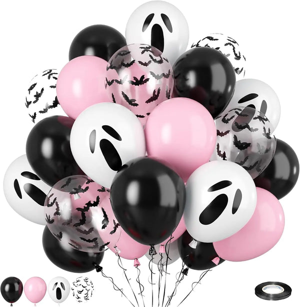 20Pcs Pink Halloween Balloons Ghost Balloon Black Latex Balloons Bat Confetti Ballon for Birthday Halloween - product image 1