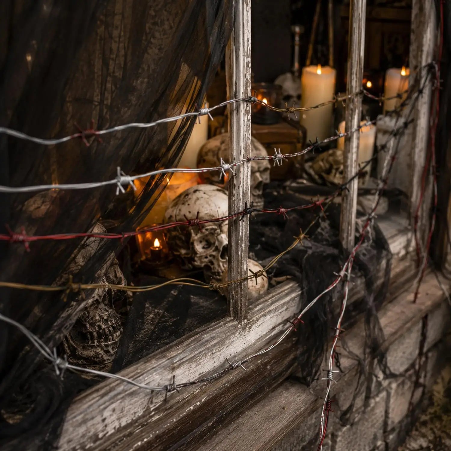 Barbed Wire Halloween Prop for Fence Decoration Simulation Fake Barbed Wires Haunted House Party Favor Backgroun Spooky Ornament