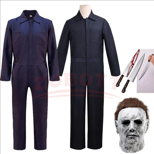 Michael Myers Halloween Costume Doodt Michael Myers Costume Kostuum Bloederige Kleding - Blue Jumpsuit / XXL