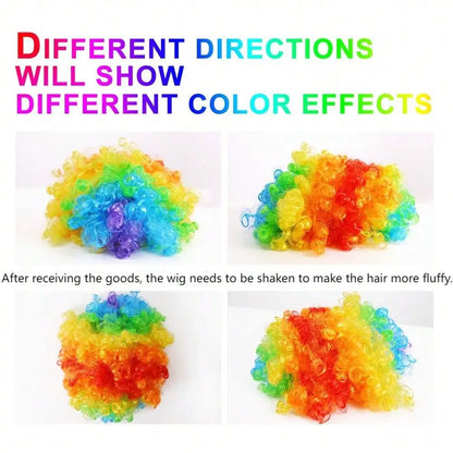 Colorful Clown Wig Afro Curly Synthetic Costume for Men Women Mardi Gras Wig Red Green - View 2