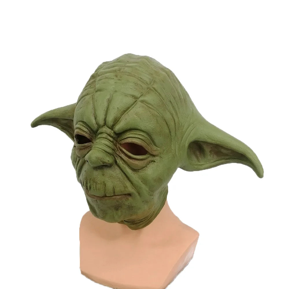Master Yoda Mask Green Full Head Latex Mask Halloween Party Masquerade Costume Prop MandalorianCosplay