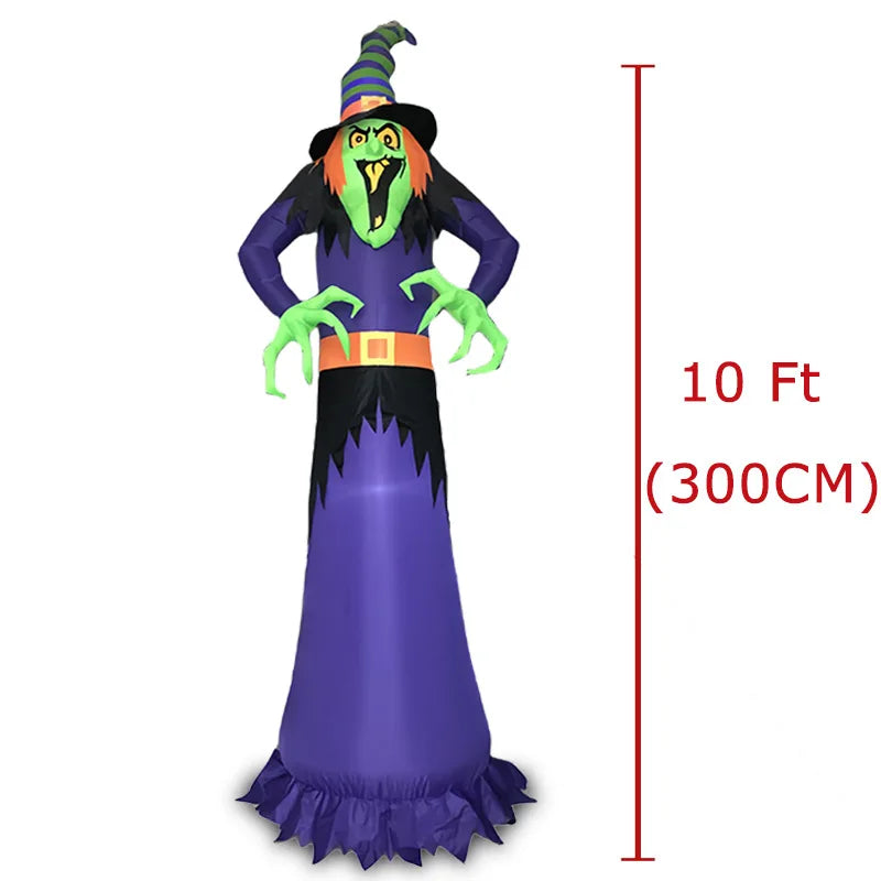9.8 ft Tall LED Lighted Inflatable Witch Decoration Scary Supplies for