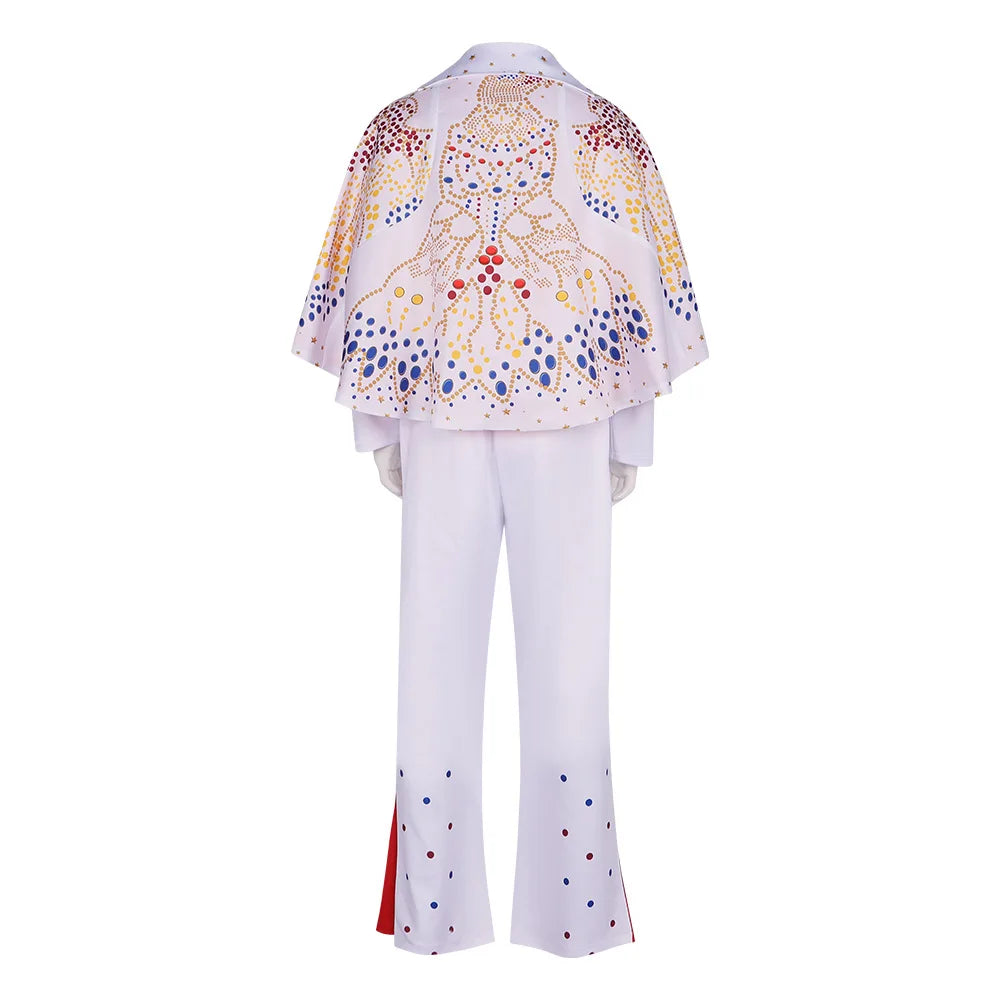 Elvises Costume Anime Presleleying Rocker Performance Uniform Halloween Outfits Set for - 3pcs / L