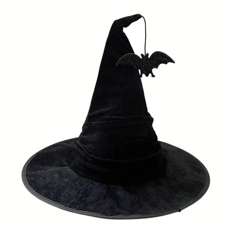 Halloween Crumpled Witch Hat Party, Witch Hat Black Velvet Witch Costume - product image 8