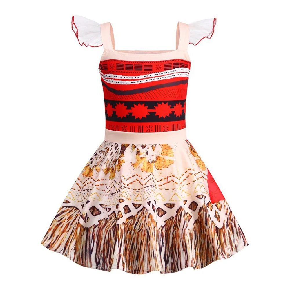 Girls Polynesian Ocean Princess Halloween Costume Dress