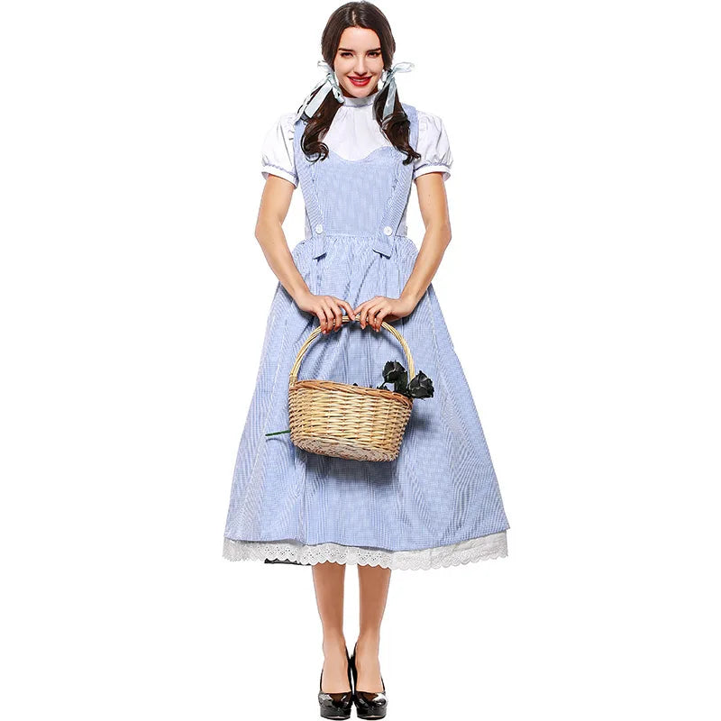 Halloween Costume Fairy Tale the Wizard of Oz Actress Dorothy Alice Dress - WHITE / S