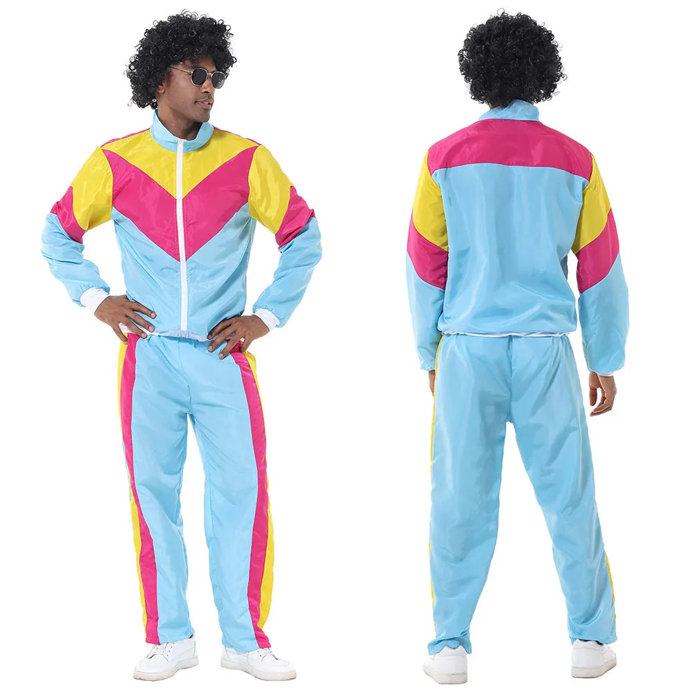 Adult Women Men 80s 90s Retro Sportwear Hippie Disco Cosplay Costume Outfits Halloween Carnival Suit Party - product image 17