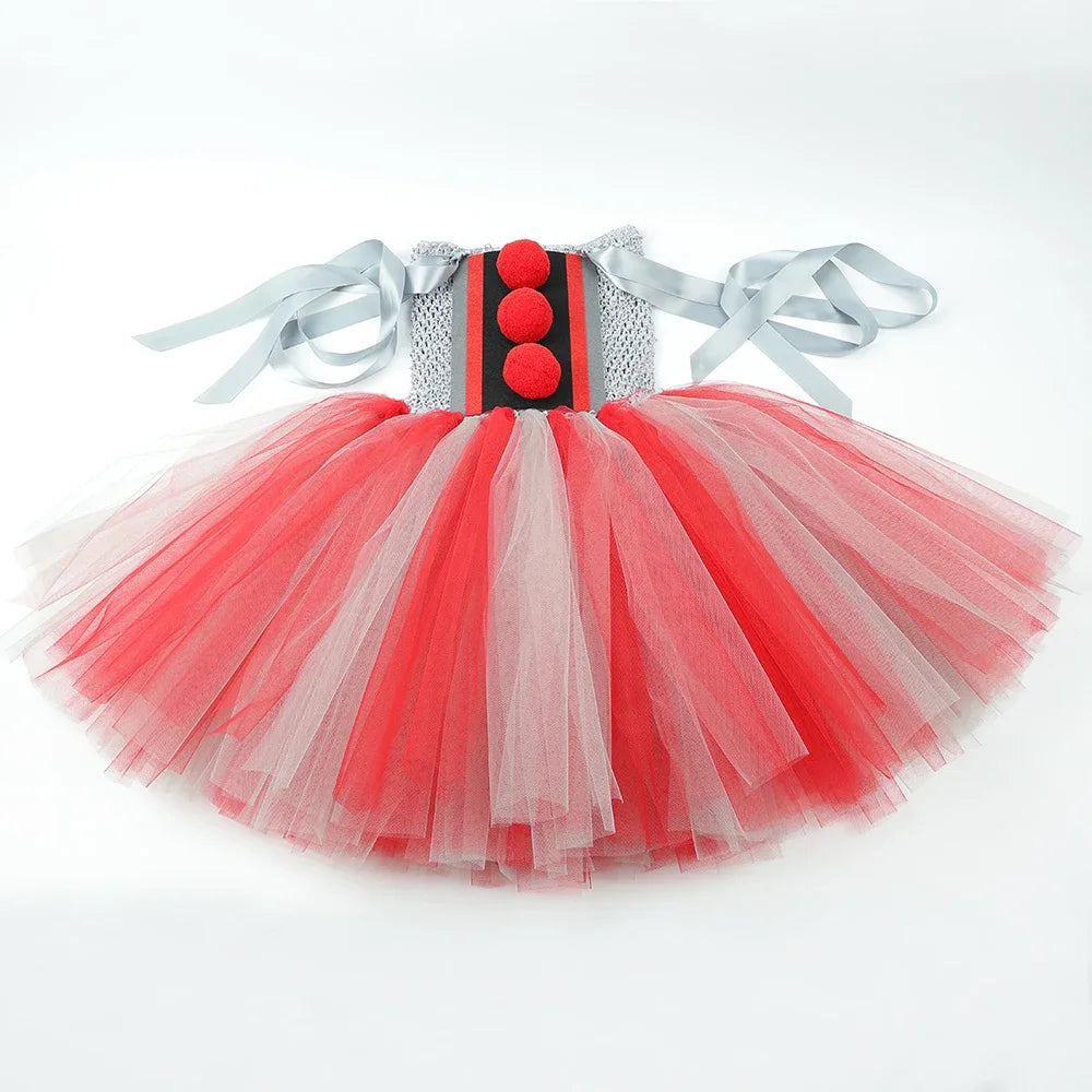 Scary Killer Clown Costume for Girls Halloween Tutu Dress Outfit Creepy Joker Costumes - Only 1pcs Dress / 11