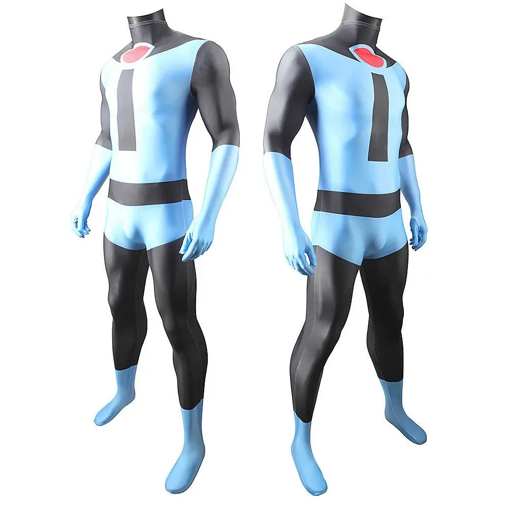 Blue Mr. Incredible Cosplay Costume Long Sleeve Jumpsuit Anime Characters Halloween Carnival Party Costume for Adult
