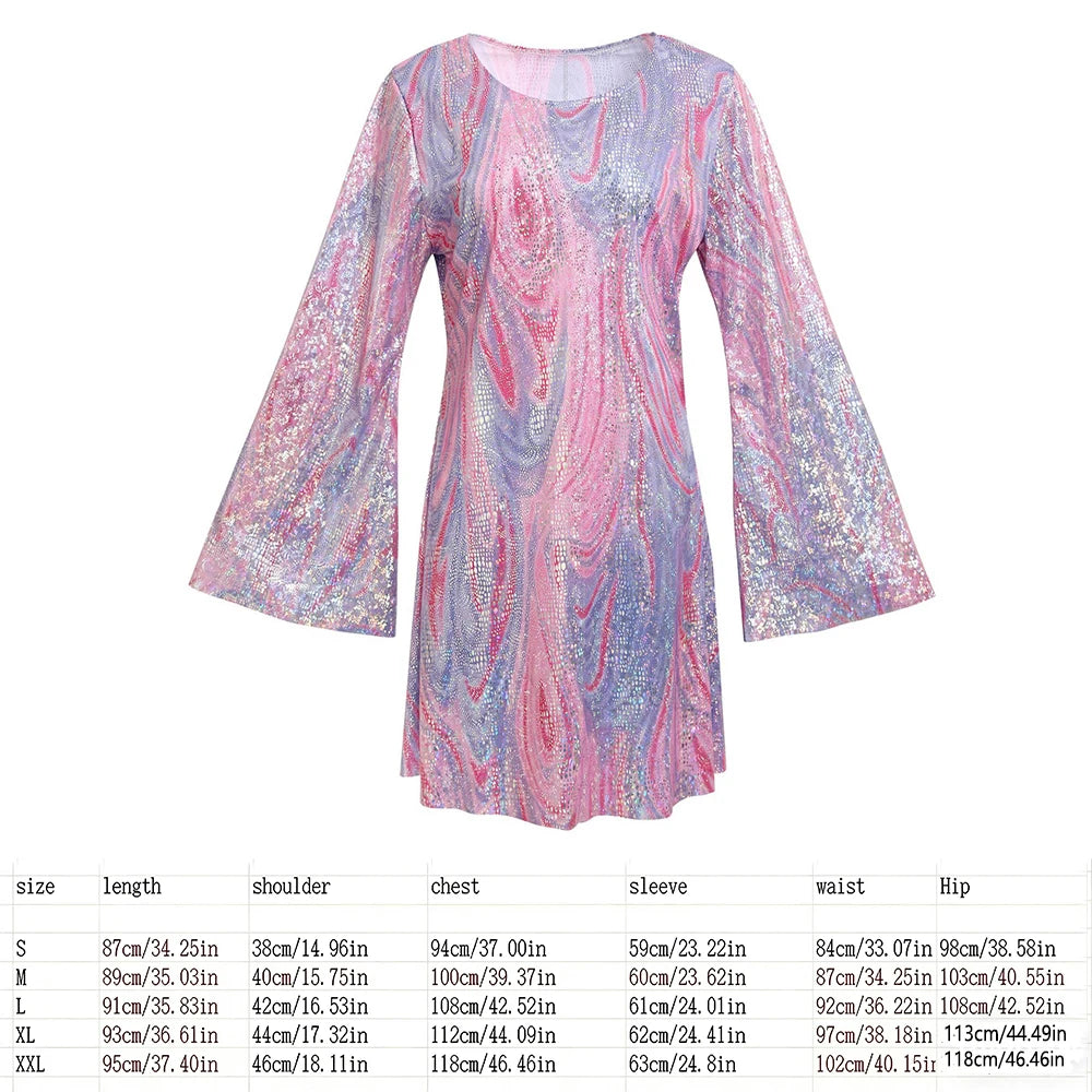 New Halloween Vintage 70s 80s Rock Women Disco Dress Hippie Costumes 60's Birthday Outfits 1970s Prom Sequin - product image 8