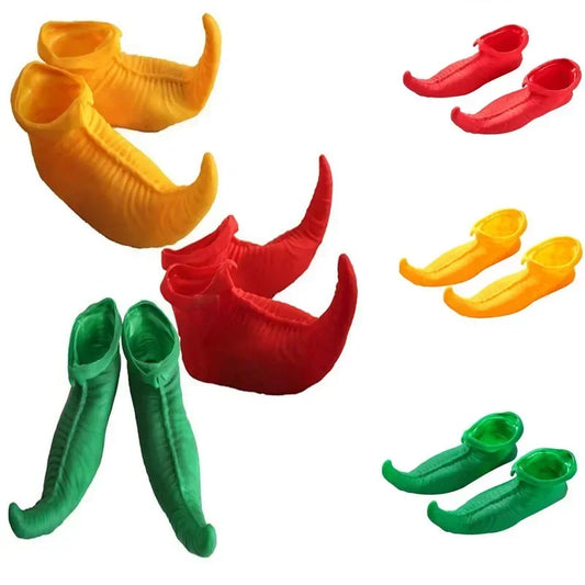 Halloween Costume Rubber Pointed Clown Shoes for Amusement Park Circus Performance Costume - green