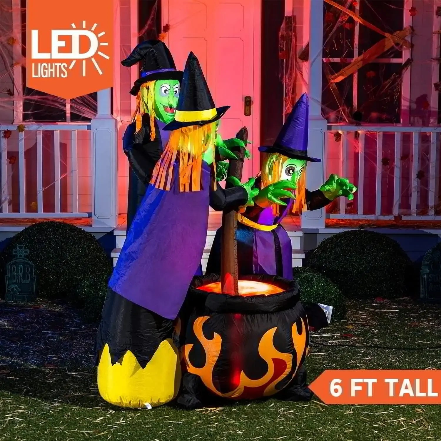 Joyfy 6ft Inflatable Witches Outdoor Cauldron Pot Large Decorations