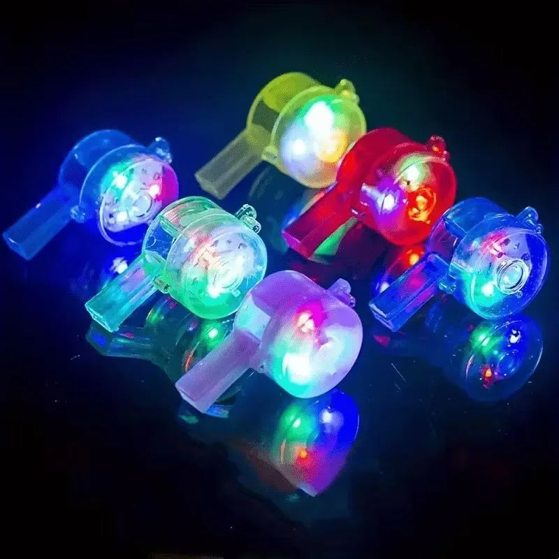 10-80PCS LED Glow Whistle with Lanyard Glow in The Dark Party Favors Fun Glowing Toy Whistles for Kids Adults Party Decoration