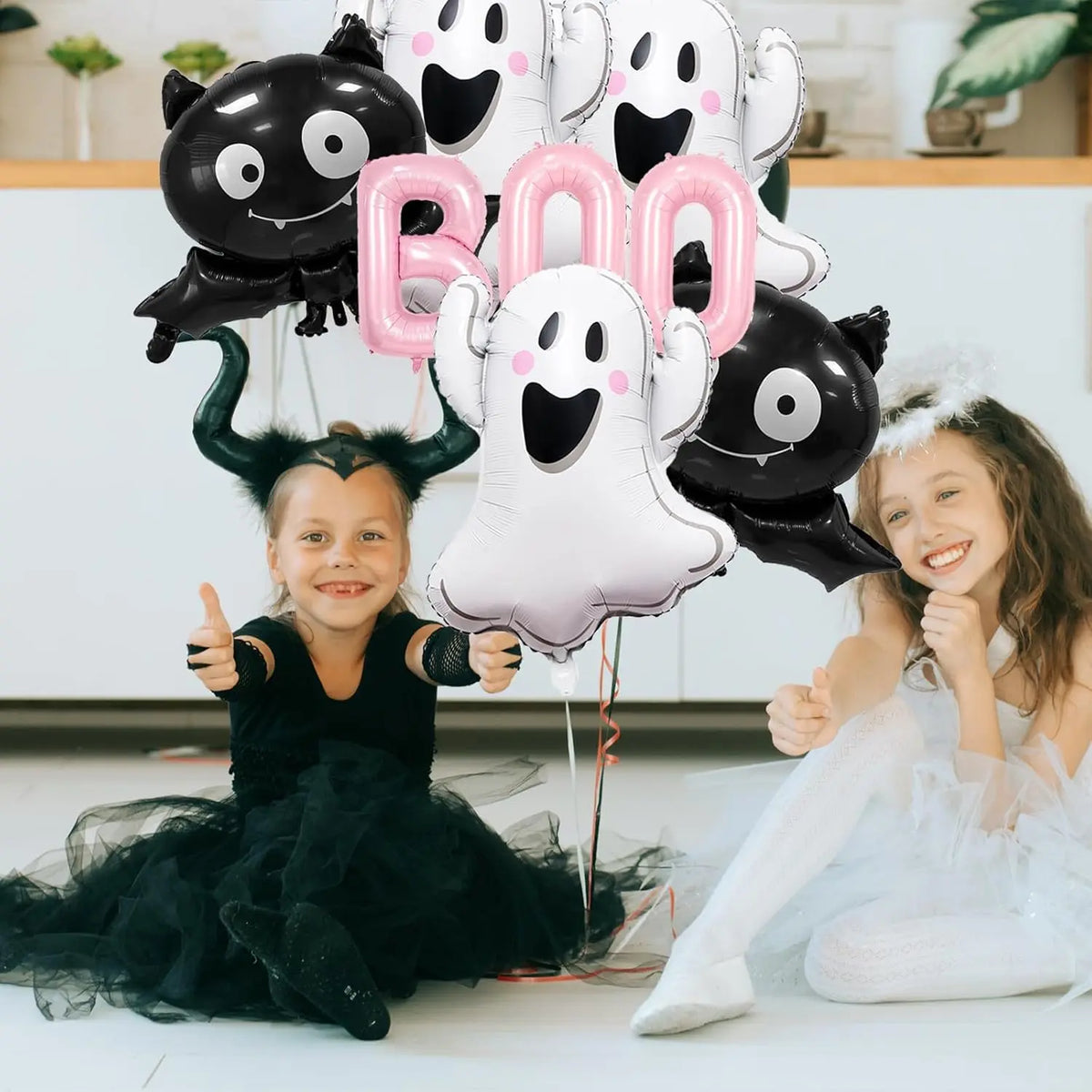 9-Piece Set Halloween Ghost Balloons Set Pink Boo Ghost Bat Foil Balloon Themed - product image 4