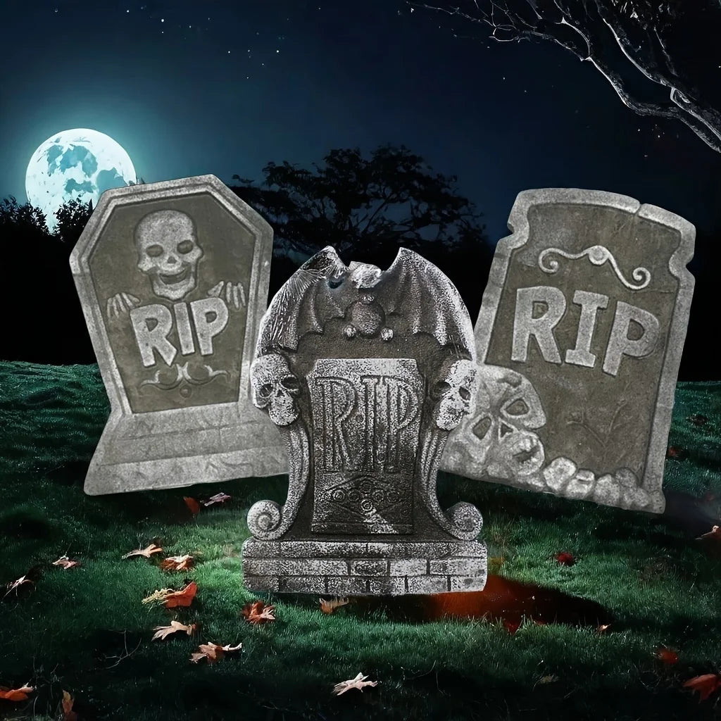 1PC Halloween Foam Tombstone with RIP Letters Scary Graveyard Decoration for Yard Haunted House Party Display - product image 1