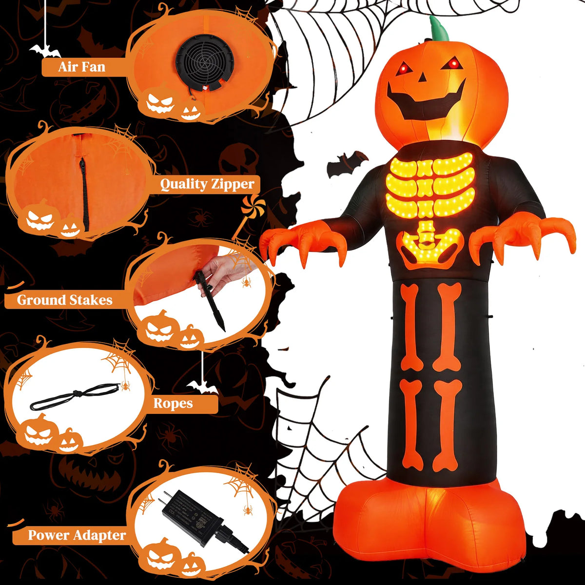 Grim Reaper Skeleton Halloween Decoration - Black Inflatable - product image 7
