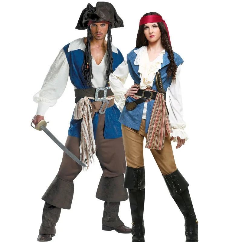 Halloween Pirate Uniform for Couples Makeup Parties Women's Caribbean Pirate