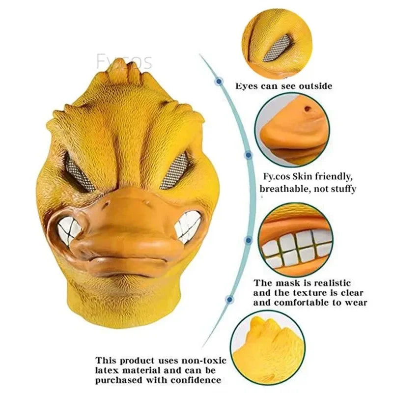 Halloween Costume Yellow Duck Head Party Animal Mask Cosplay Prop Latex Masks Green Fish Mask Funny Duck Bill