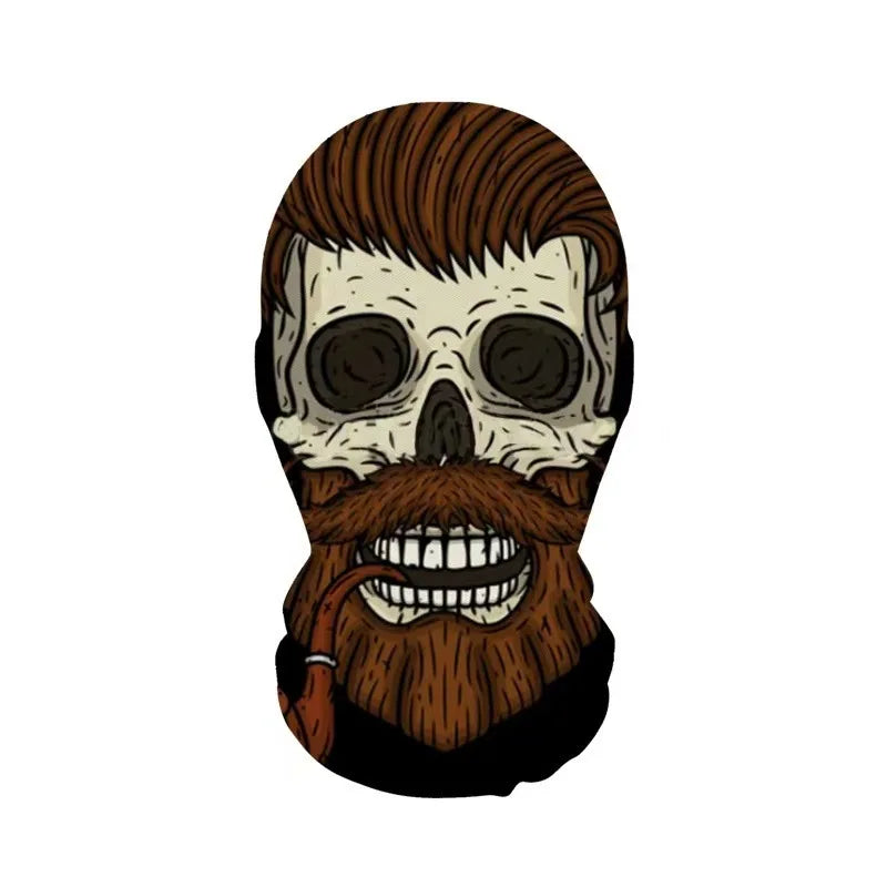 Halloween Skeleton Mask Elastic Mesh Hood Scary Costume Prop Breathable Face Cover Hood - 19