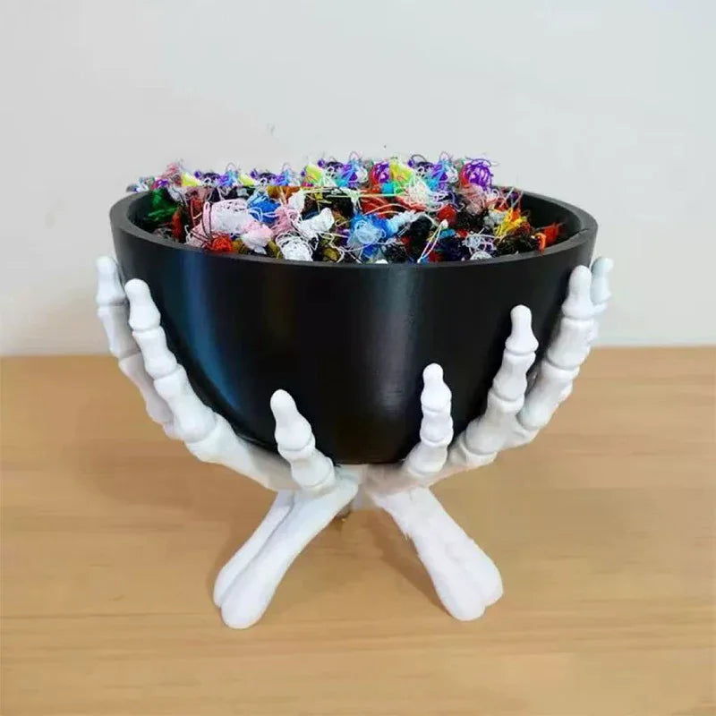 Gothic Skeleton Hands Halloween Candy Bowl Multifunctional Storage Holder Scary Home Decoration Organizer for - product image 2