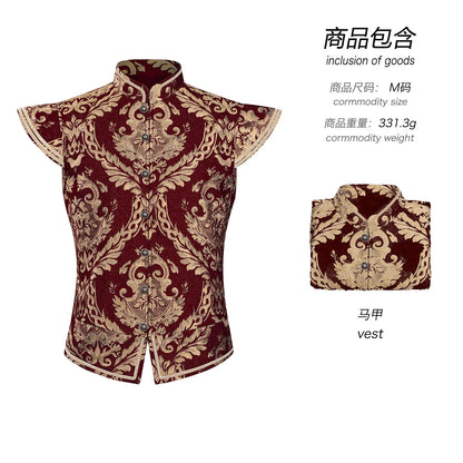 Men Renaissance Royal Prince Costume Set Medieval King Prince Bloomers Shorts Vest - vest B / M