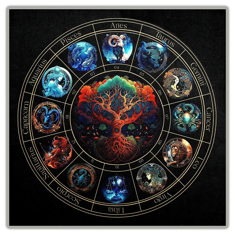 Zodiac Tree of Life Tarot Altar Cloth