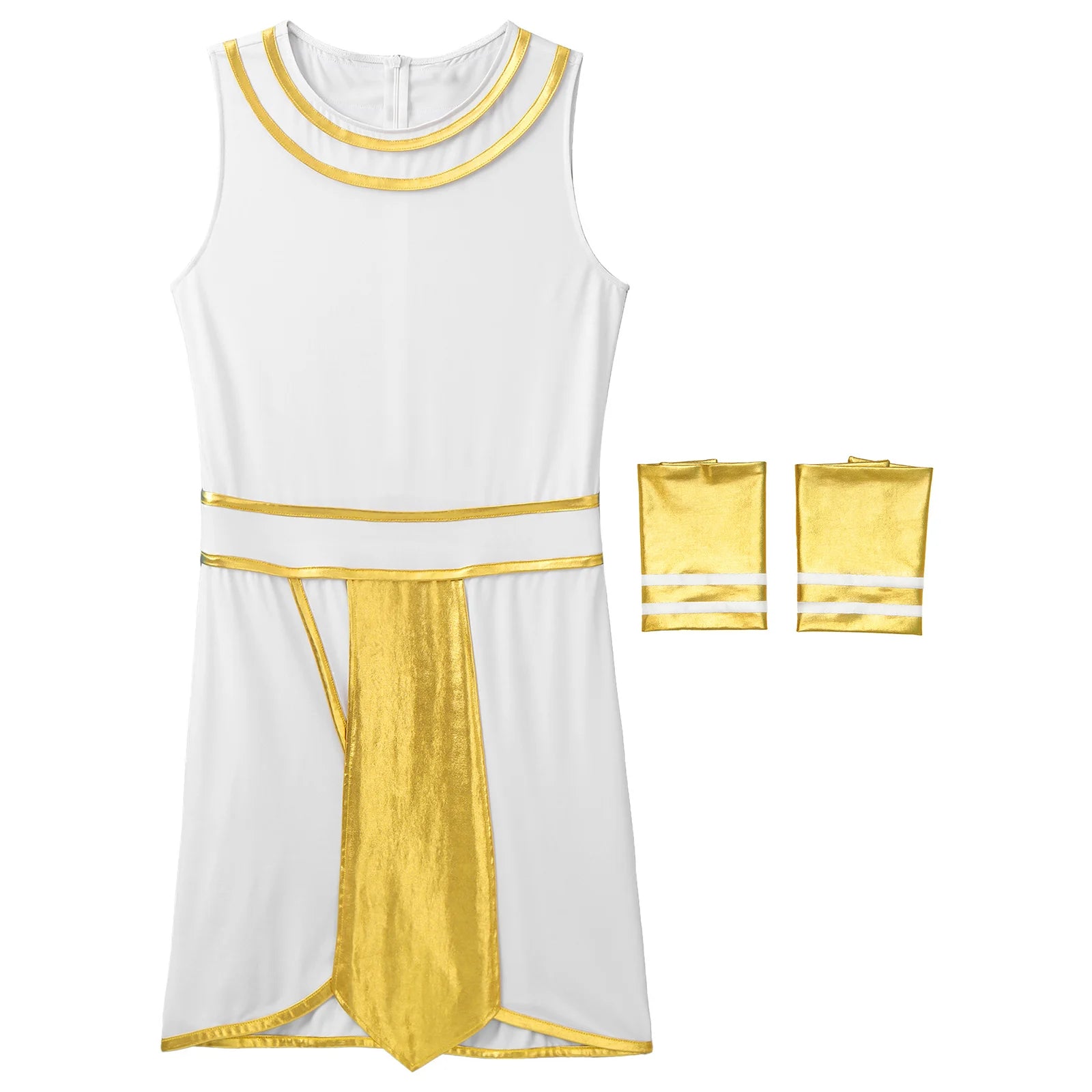 Men's Egyptian Ancient Egypt King Prince Robe Cuffs Halloween Costume - Black / L